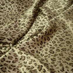 Атлас стрейч світло-бежевий коричневий принт леопард ш.120