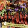 Шелк японский стрейч черный, красные стрелки, цветы, люди, раппорт 75см ш.150