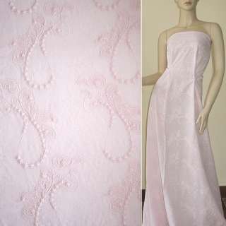 Батист розово-персиковый бледный вышитый рубашечный ш.140