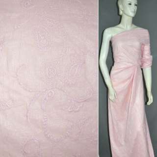 Батист серебристо-розовый с вышивкой и напылением ш.140