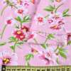 Батист розовый в бело-розовые цветы, зеленые ветки, ш.140