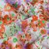Вискоза молочная в оранжево-фиолетово-лаймовые цветы ш.140