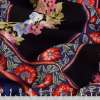 Вискоза черная с сине-красные цветы-купон ш.143