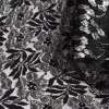 Гипюр черный с цветами с серебрянной метанитью ш.150