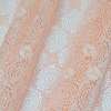 Кружевное полотно стрейч круги с цветами персиковое ш.150