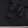 Ткань костюмная с вискозой черная в темно-серую и бежевую узкую полоску, ш.150