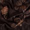 Тканина костюмна коричнева з бежевою вишивкою і замшевими аплікаціями, ш.150
