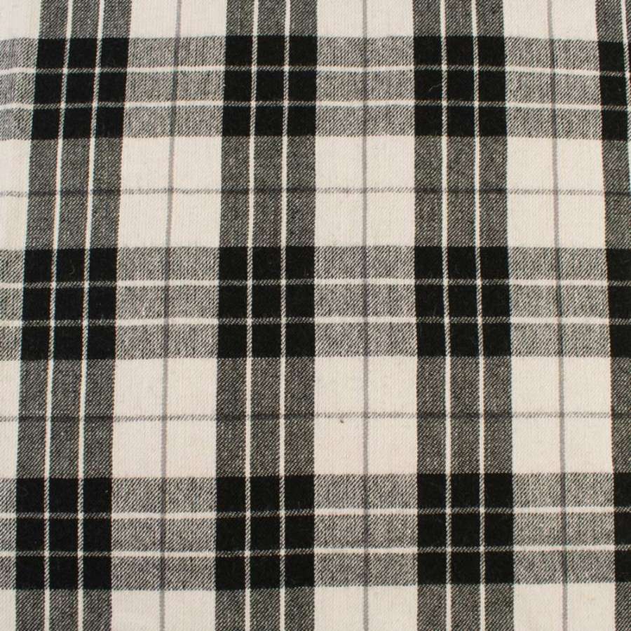 Шотландка белая в черно-серую клетку, ш.150