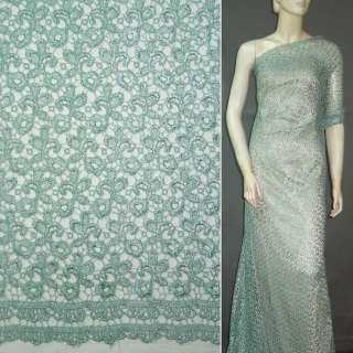 Кружевное полотно зелено-серое ш.135