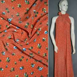 Купра Діллон червоно-помаранчевий з квітами і білими точками ш.150