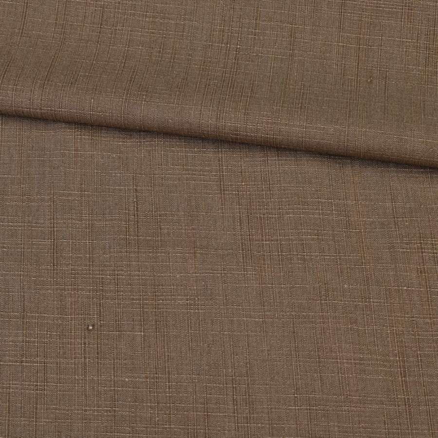Льон костюмний світло-коричневий з бавовною, ш.140
