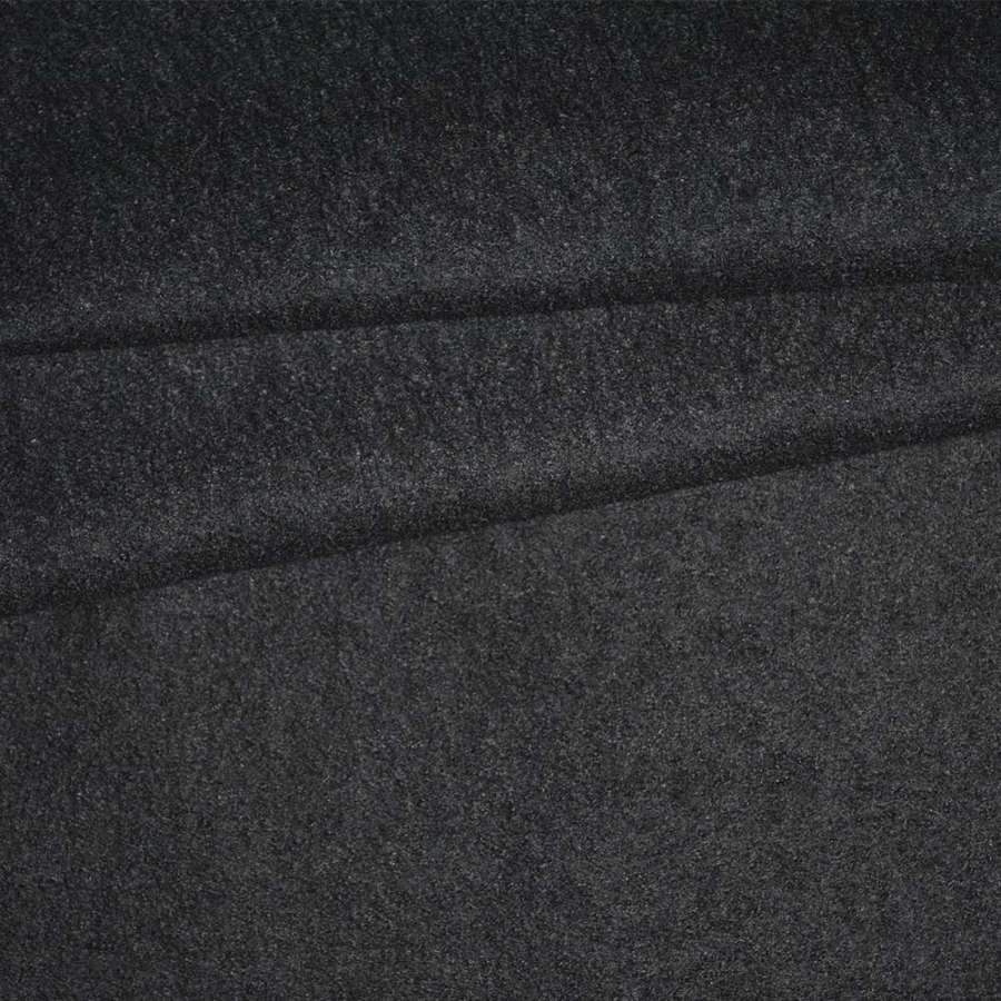 Лоден букле мелкое пальтово-костюмный черный с синим оттенком, ш.150