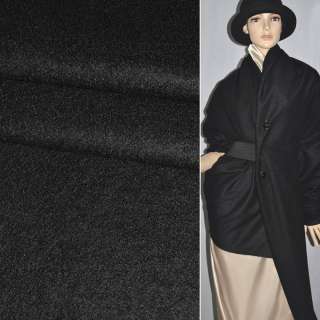 Лоден букле фактурное диагональ пальтово-костюмный черный, ш.150
