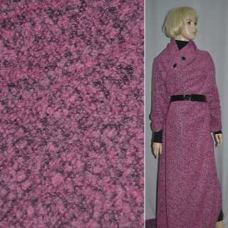 Лоден букле велике пальтовий меланж рожево-чорний, ш.150