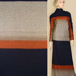 Лоден пальтовий смуги широкі сірі, помаранчеві, сині, ш.160