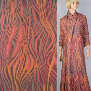 Лоден костюмно-пальтовий хвилі жовто-рожеві, ш.145