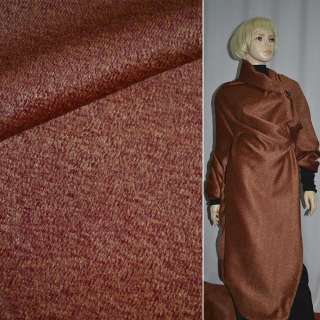 Пальтовая ткань с ворсом меланж бордово-рыжая ш.150