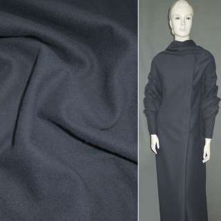 Пальтова тканина на трикотажній основі сіра темна з синім відтінком, ш.160