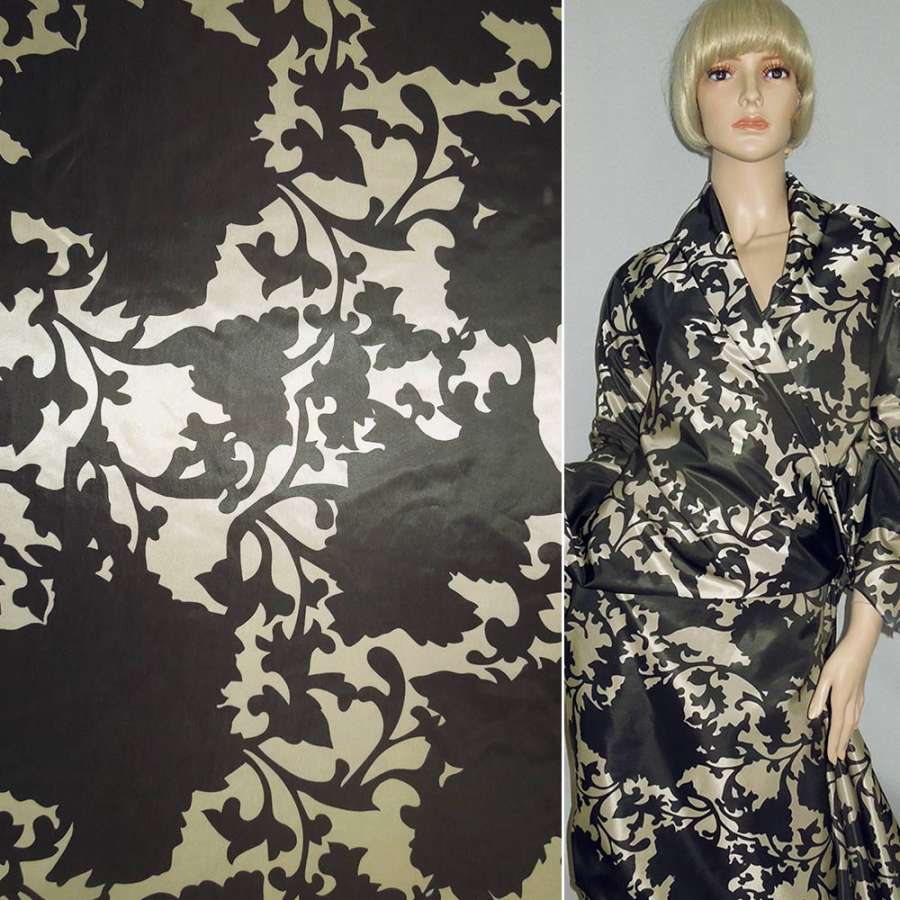Ткань плащевая камуфляж в коричневые цветы, ш.150