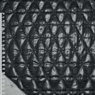 Ткань плащевая стеганая блестящая ромбы 6,5х3,5 см черная, ш.145