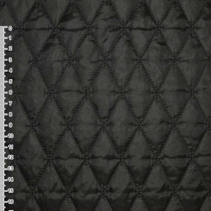 Ткань плащевая стеганая матовая ромбы 6,5х3,5 см черная, ш.145