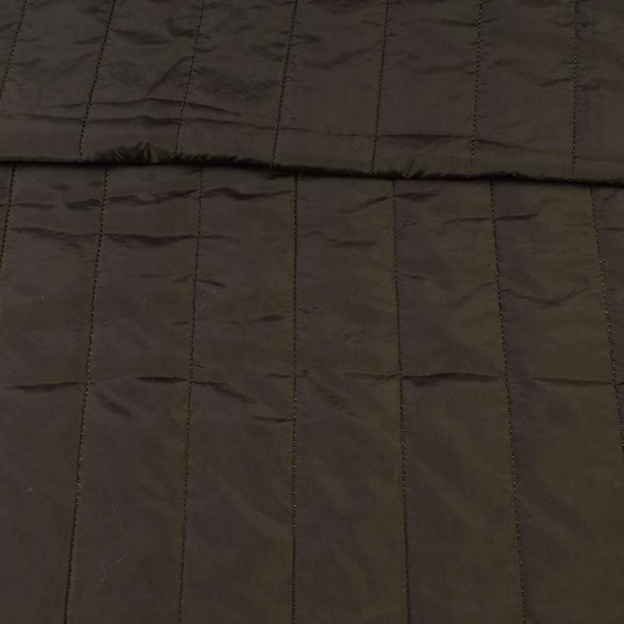 Ткань плащевая стеганая матовая полоска 5 см оливковая, ш.150