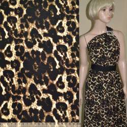 Поплин диллон коричневый темный принт леопард ш.145