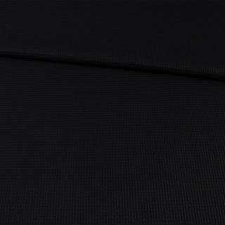 Рогожка костюмная стрейч с вискозой черная в рельефную клетку, ш.130