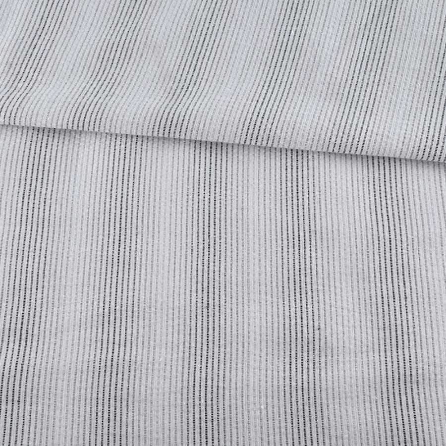 Сорочкова тканина жата в смужки бежево-сірі, молочна, ш.147