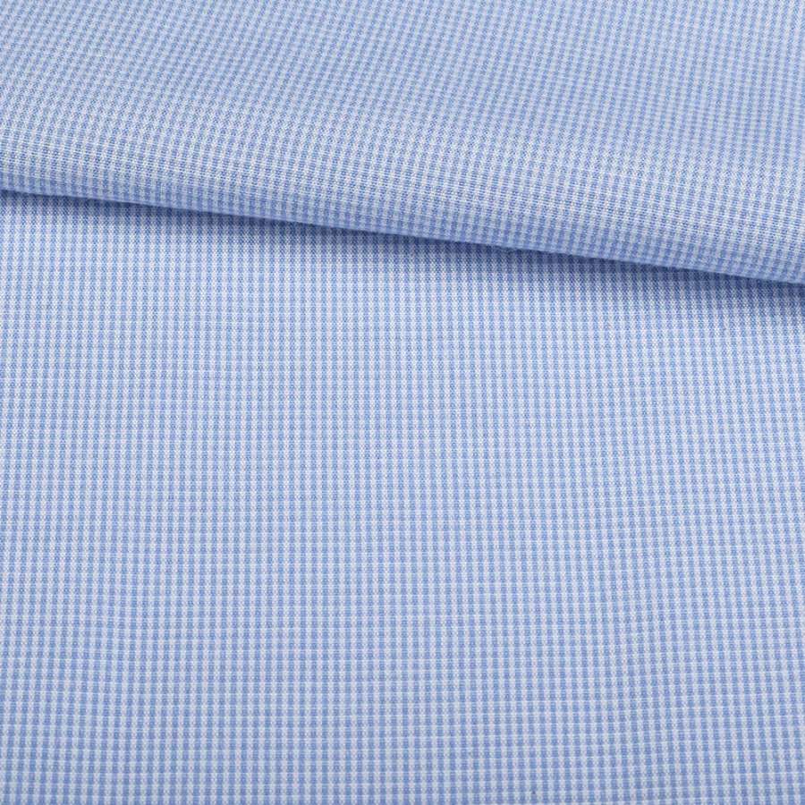 Поплин рубашечный в полоску 1х1 мм бело-голубую, ш.145
