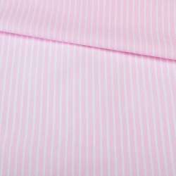 Поплин рубашечный в полоску 5х1 мм белую, розовый, ш.145