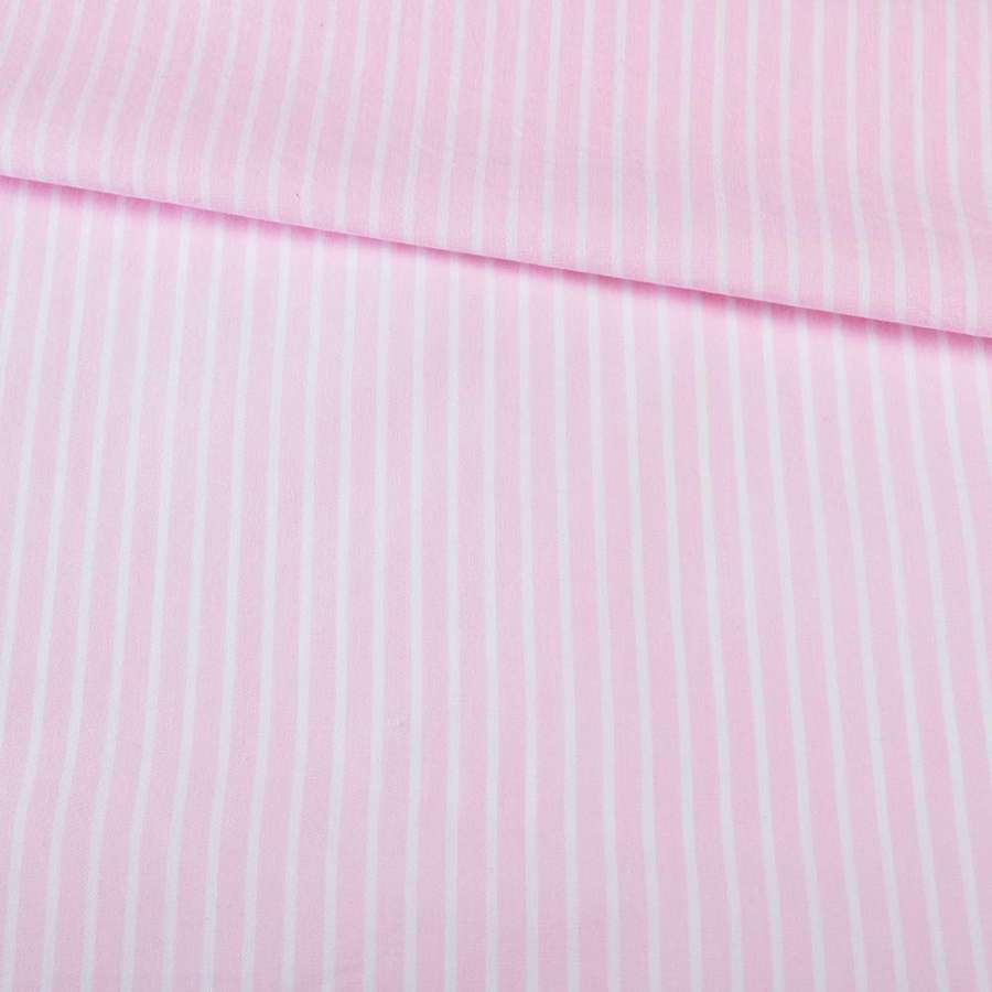 Поплін сорочковий в смужку 5х1 мм білу, рожевий, ш.145