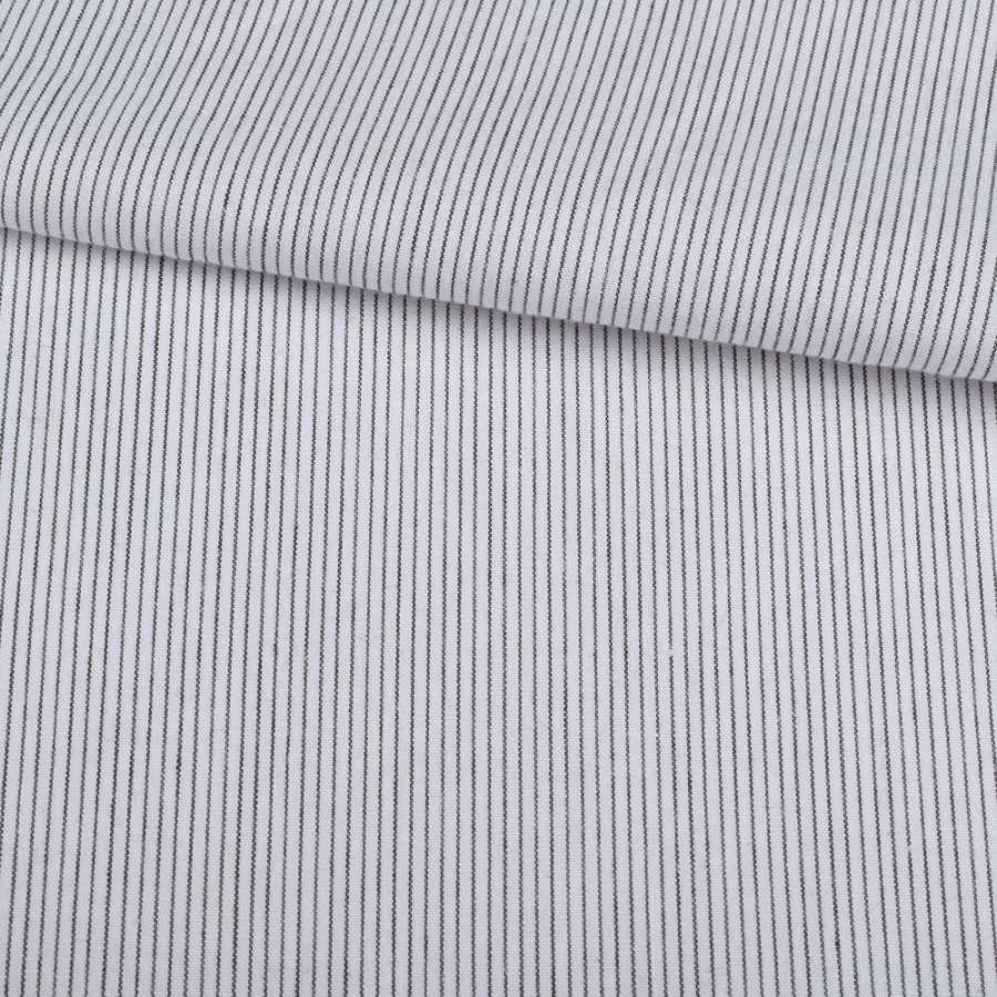 Поплин рубашечный в полоску 2х1мм серую, белый, ш.145