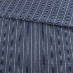Сорочкова тканина* в смужку чорно-блакитну, синя, ш.145