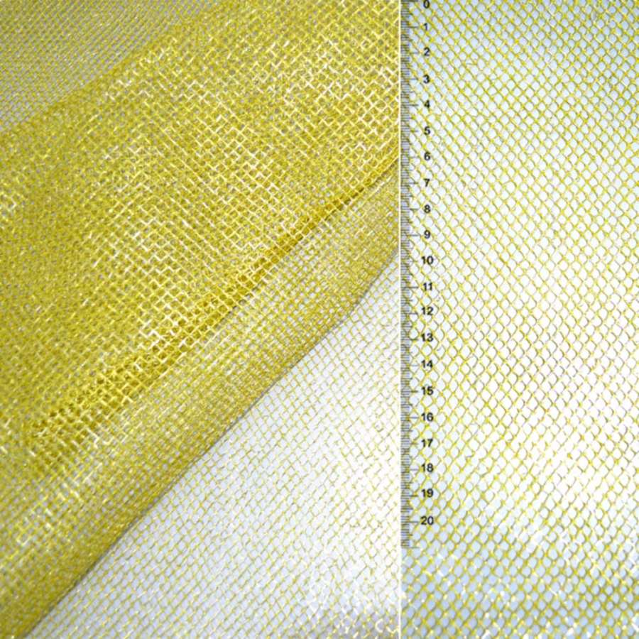 Сітка жовта з золотим люрексом (жорстка, велика) ш.150
