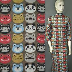 Трикотаж коричневый светлый с цветными мордочками ш.166