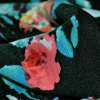 Трикотаж з віскозою чорний з коралово-бірюзовими квітами ш.170