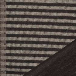 Трикотаж с шерстью двухслойный в полоску коричнево-бежевый ш.150