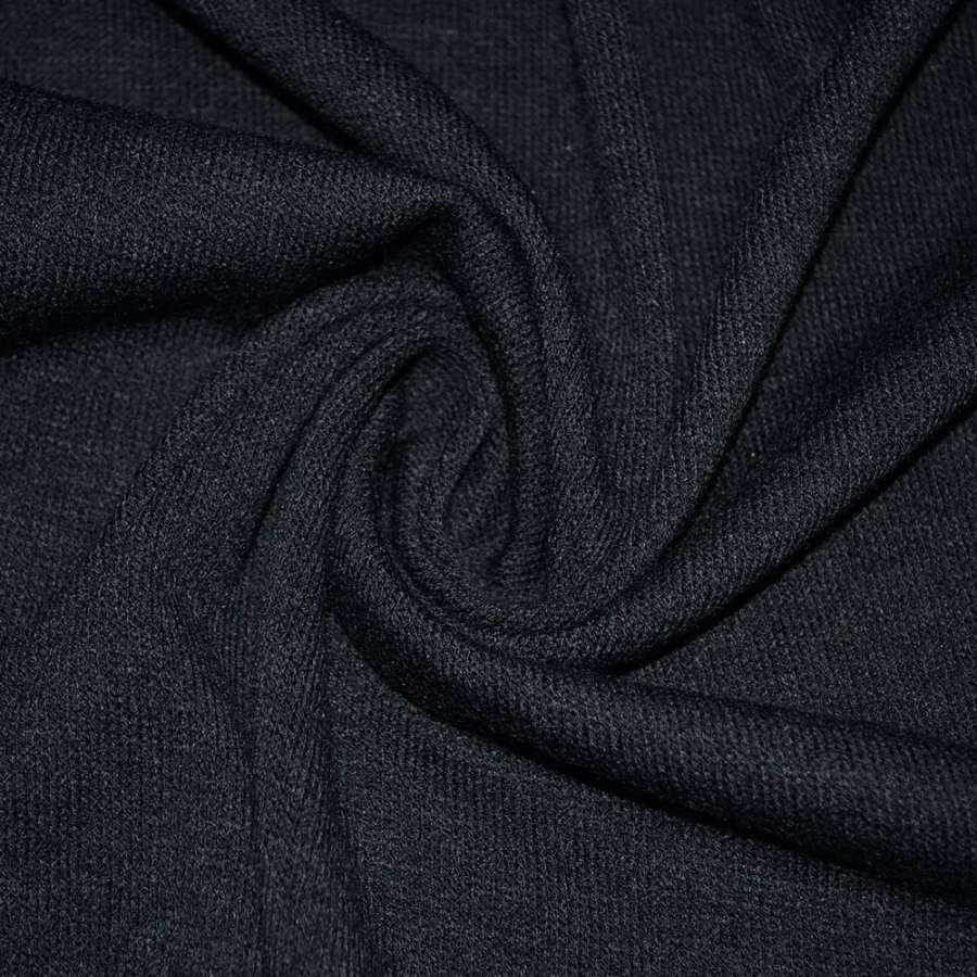 Трикотаж шерстяний синій темний з чорним відтінком ш.180