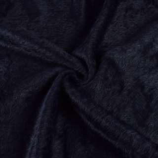 Ангора длинноворсовая трикотаж черно-синяя ш.130