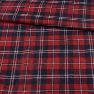 Фланель* рубашечная красная в синюю клетку ш.145 (2 сорт)