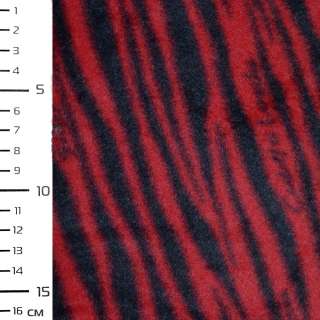 Флис красный темный с черным принтом зебра ш.166