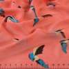Креп-шифон кораловий в блакитні пташки ш.150