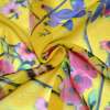 Креп-шифон желтый с розово-малиновыми цветами и бабочками ш.148