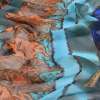 Шифон синій, смуги з бежево-помаранчевим орнаментом, 1ст.купон, ш.150