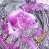 Шифон молочний, фіолетові троянди, 1ст.купон, ш.145