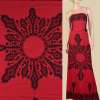 Штапель червоний, чорний орнамент, 2ст.купон, ш.140
