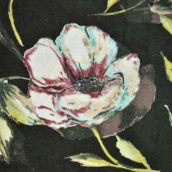 Велюр стрейч зеленый с цветами, ш.145