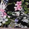 Віскоза чорна, рожеві, сірі квіти, оливкове листя, ш.145