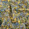Вискоза желтая, мелкие голубые, белые цветки, ш.140